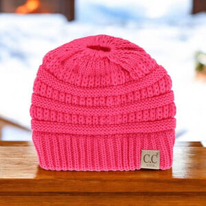 C.C Kids Hot Pink Ribbed Knit Beanie